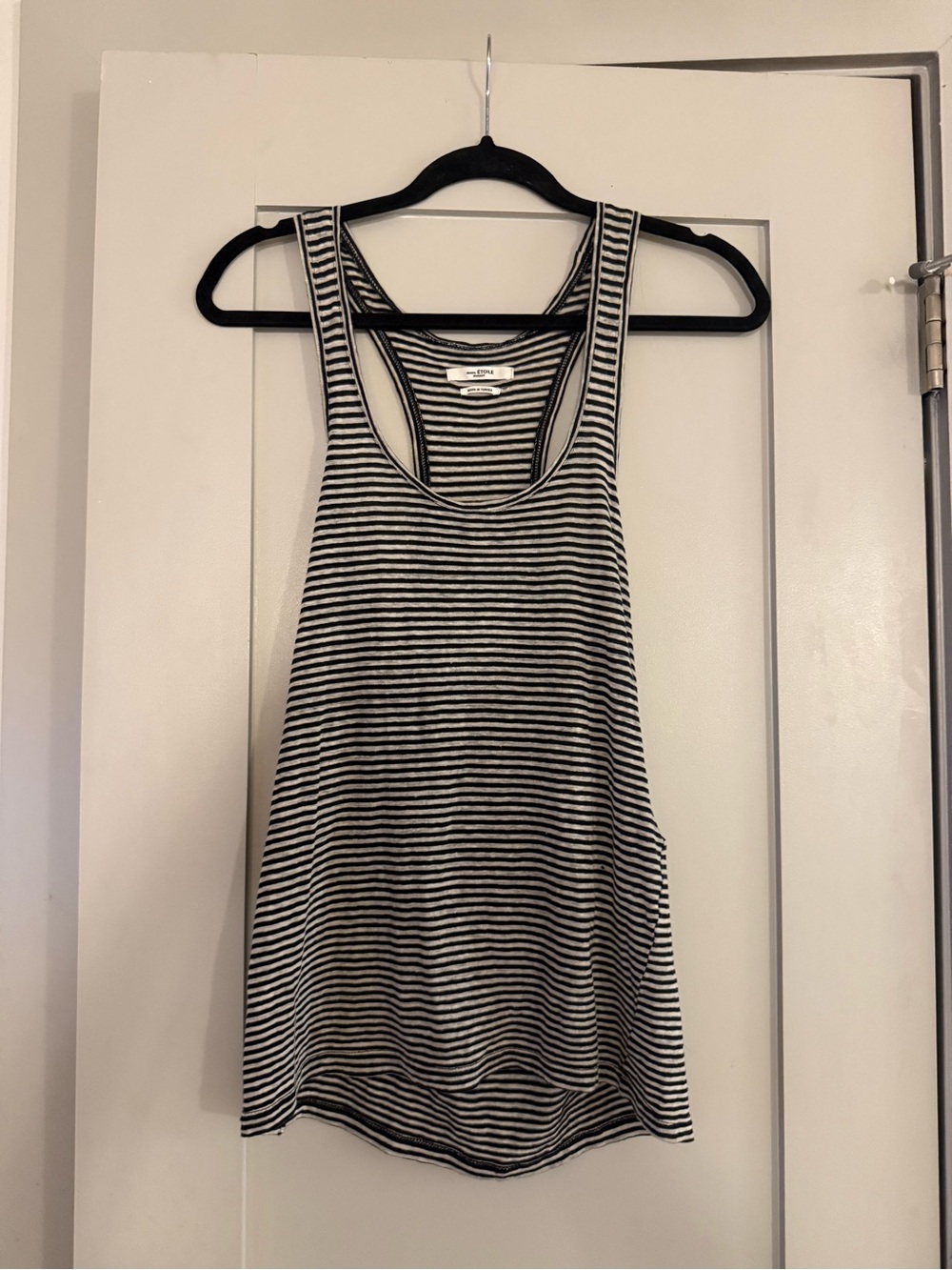Isabel Marant Etoile Black & White Striped Racerback Tank Top